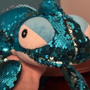 Fun Express Blue Double Sided Sequin Plush Chameleon